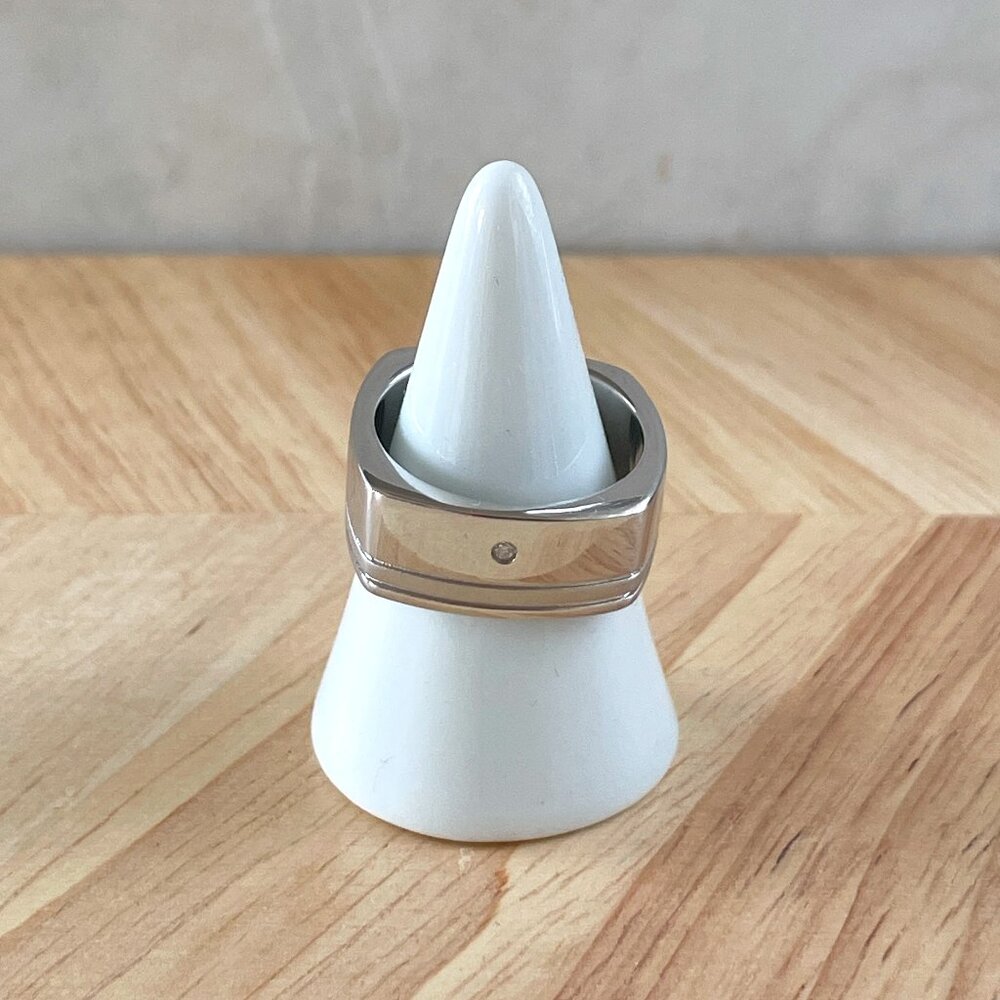 Vintage Hot Diamonds Square Shaped Silver Ring with Diamond